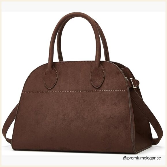 Large Faux Suede Tote Bag Crossbody Shoulder Satchel Work Travel Purse